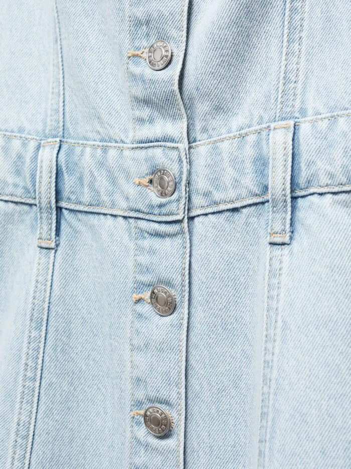 Mango Button Denim Dress Light Blue Minidress