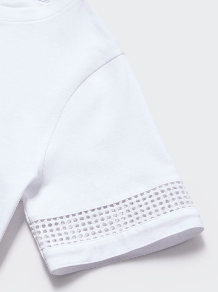 Women Solid Polo Neck Cotton Blend White T-Shirt