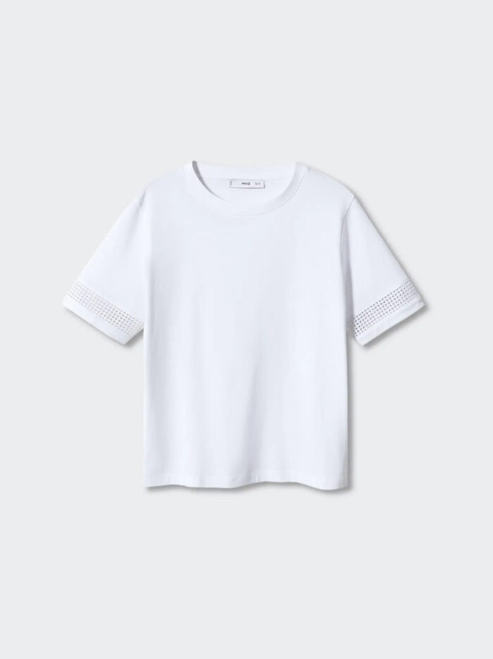 Women Solid Polo Neck Cotton Blend White T-Shirt
