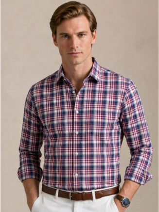 Men's Purple & Navy Check Cotton Shirt