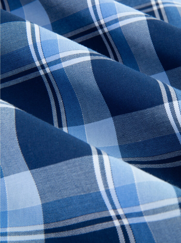 Men's Sky Blue & Navy Check Cotton Shirt