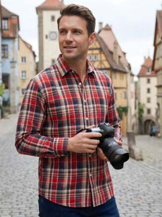 Men's Red & Black Check Cotton Shirt