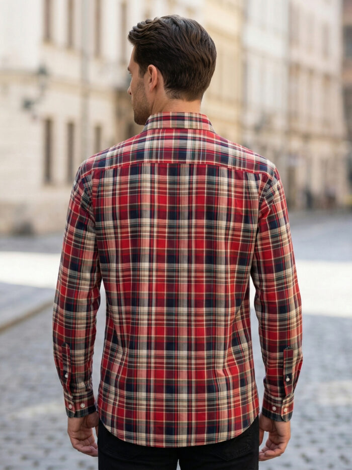 Men's Red & Black Check Cotton Shirt
