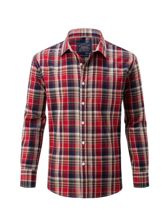 Men's Red & Black Check Cotton Shirt
