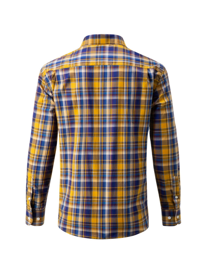 Men's Yellow & Royal Blue Check Cotton Shirt