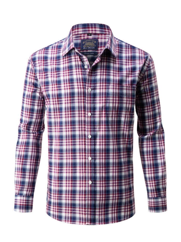 Men's Purple & Navy Check Cotton Shirt