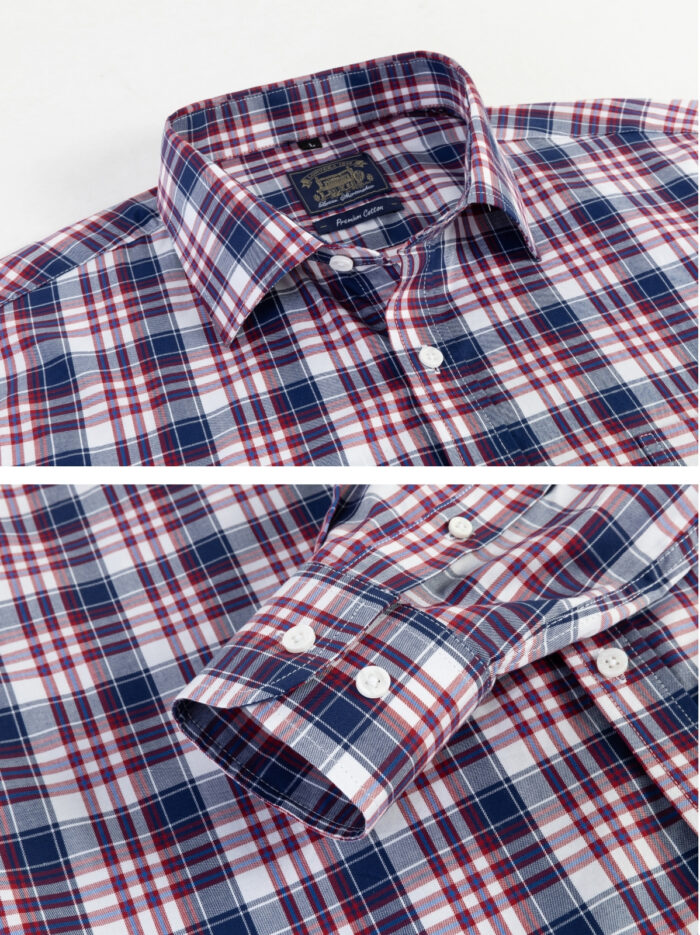 Men's Purple & Navy Check Cotton Shirt